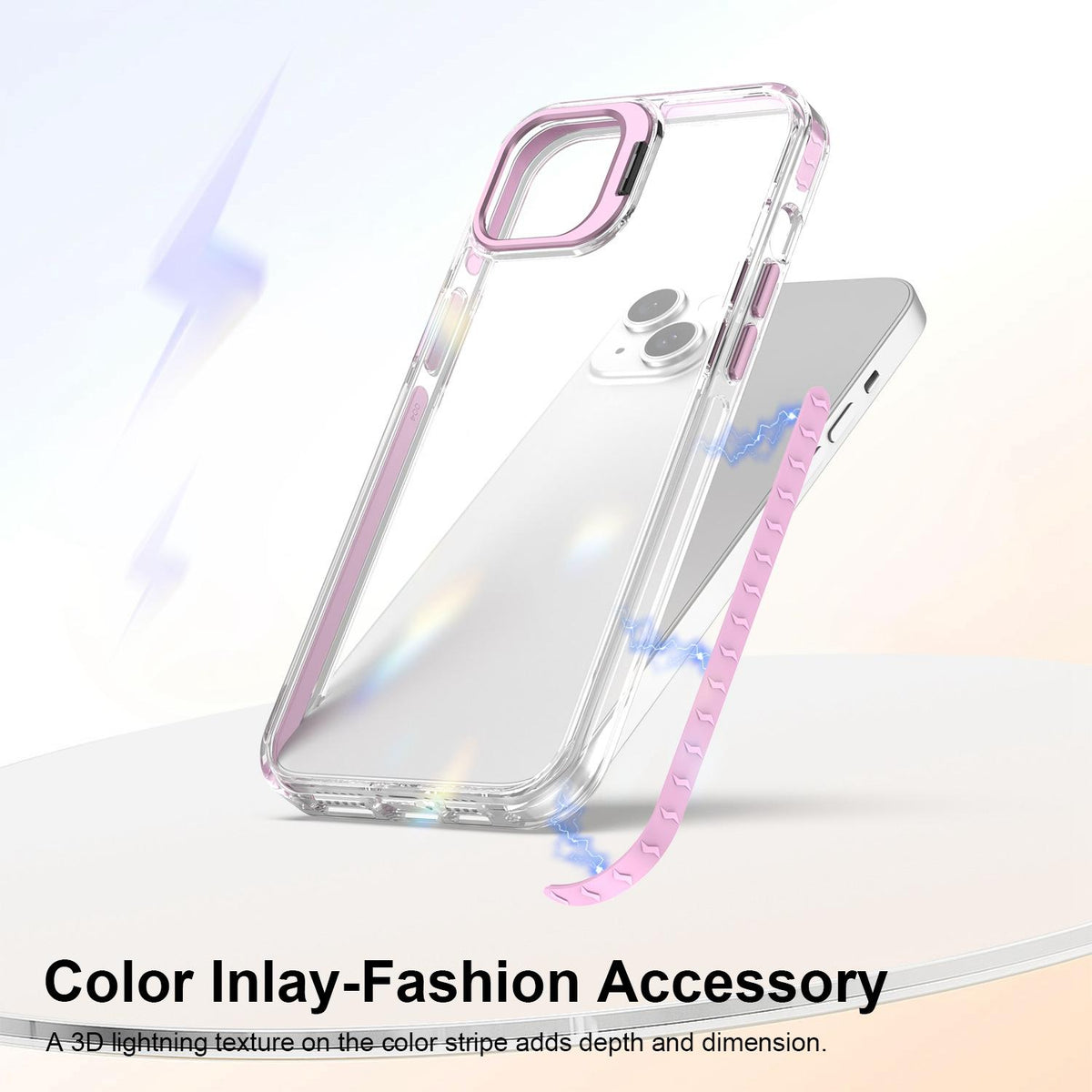 For iPhone 14 Plus Lens Frame Holder Acrylic TPU Phone Case - Clear Pink - EDA009890915B