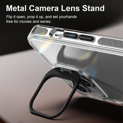 For iPhone 14 Plus Lens Frame Holder Acrylic TPU Phone Case - Clear Black - EDA009890915C