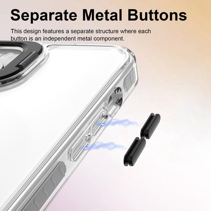 For iPhone 14 Plus Lens Frame Holder Acrylic TPU Phone Case - Clear Black - EDA009890915C