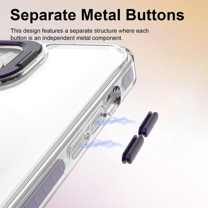 For iPhone 14 Plus Lens Frame Holder Acrylic TPU Phone Case - Clear Purple - EDA009890915E