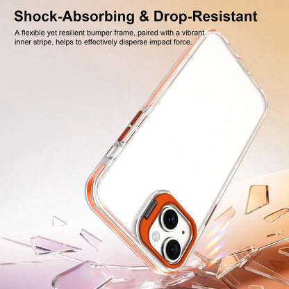For iPhone 14 Lens Frame Holder Acrylic TPU Phone Case - Clear Orange - EDA009890916A