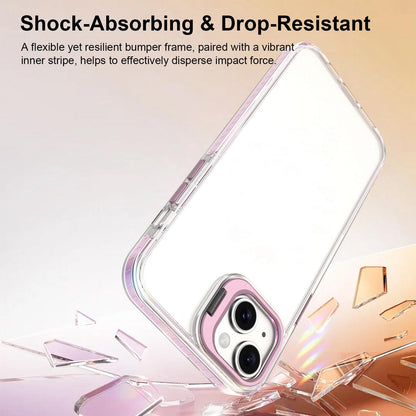 For iPhone 14 Lens Frame Holder Acrylic TPU Phone Case - Clear Pink - EDA009890916B