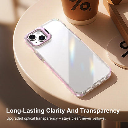 For iPhone 14 Lens Frame Holder Acrylic TPU Phone Case - Clear Pink - EDA009890916B