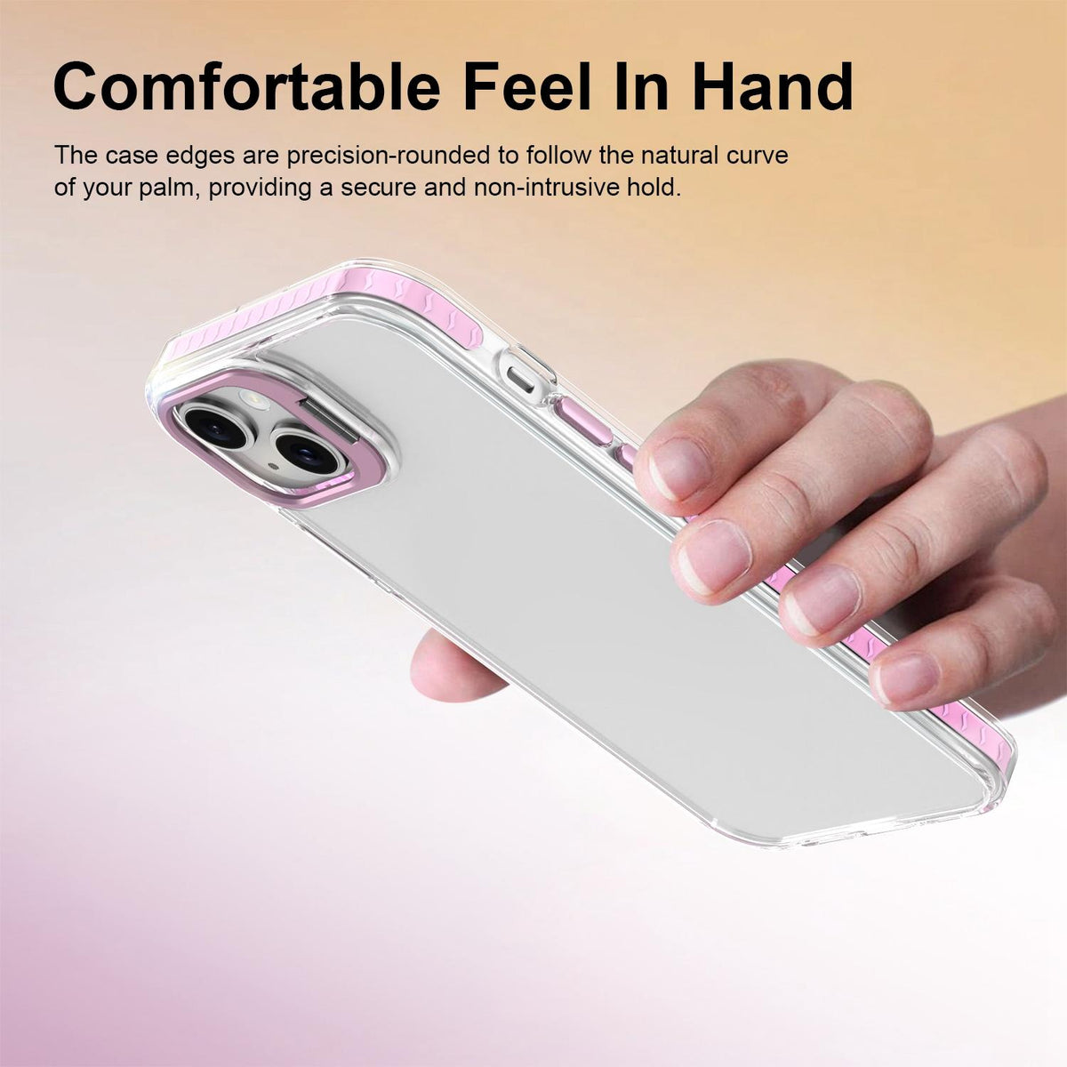 For iPhone 14 Lens Frame Holder Acrylic TPU Phone Case - Clear Pink - EDA009890916B