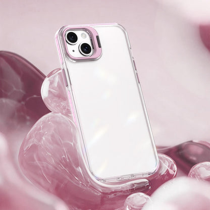 For iPhone 14 Lens Frame Holder Acrylic TPU Phone Case - Clear Pink - EDA009890916B