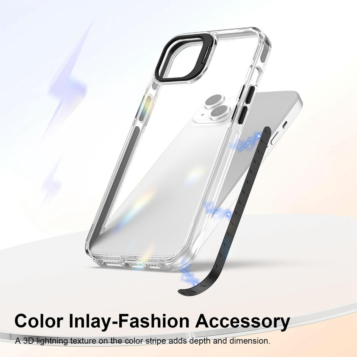 For iPhone 14 Lens Frame Holder Acrylic TPU Phone Case - Clear Black - EDA009890916C