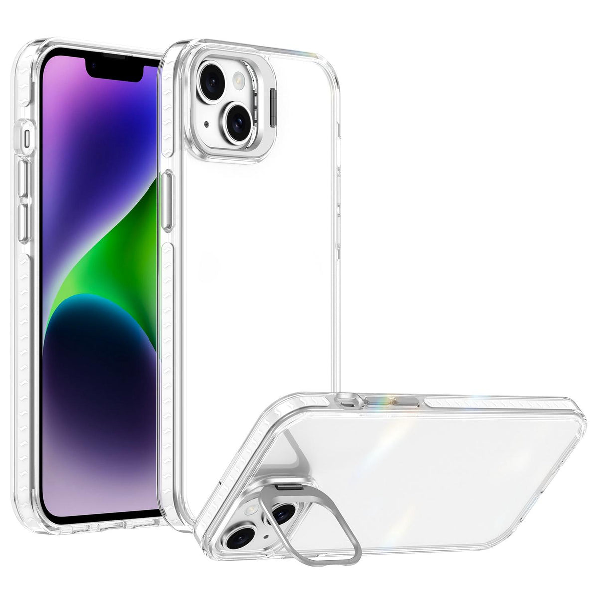 For iPhone 14 Lens Frame Holder Acrylic TPU Phone Case - Transparent - EDA009890916D