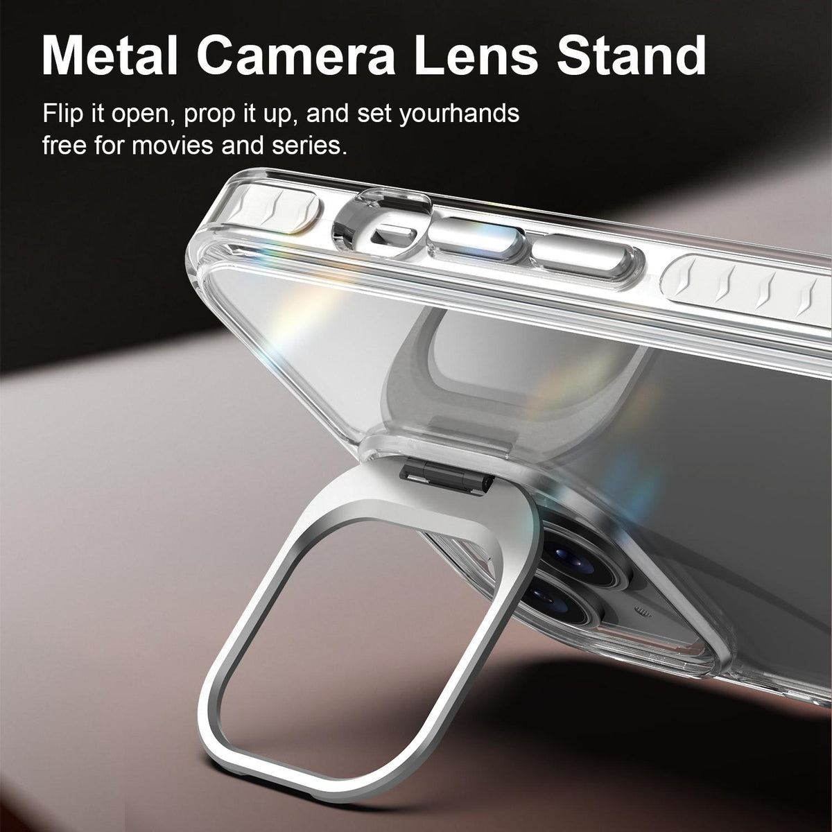 For iPhone 14 Lens Frame Holder Acrylic TPU Phone Case - Transparent - EDA009890916D
