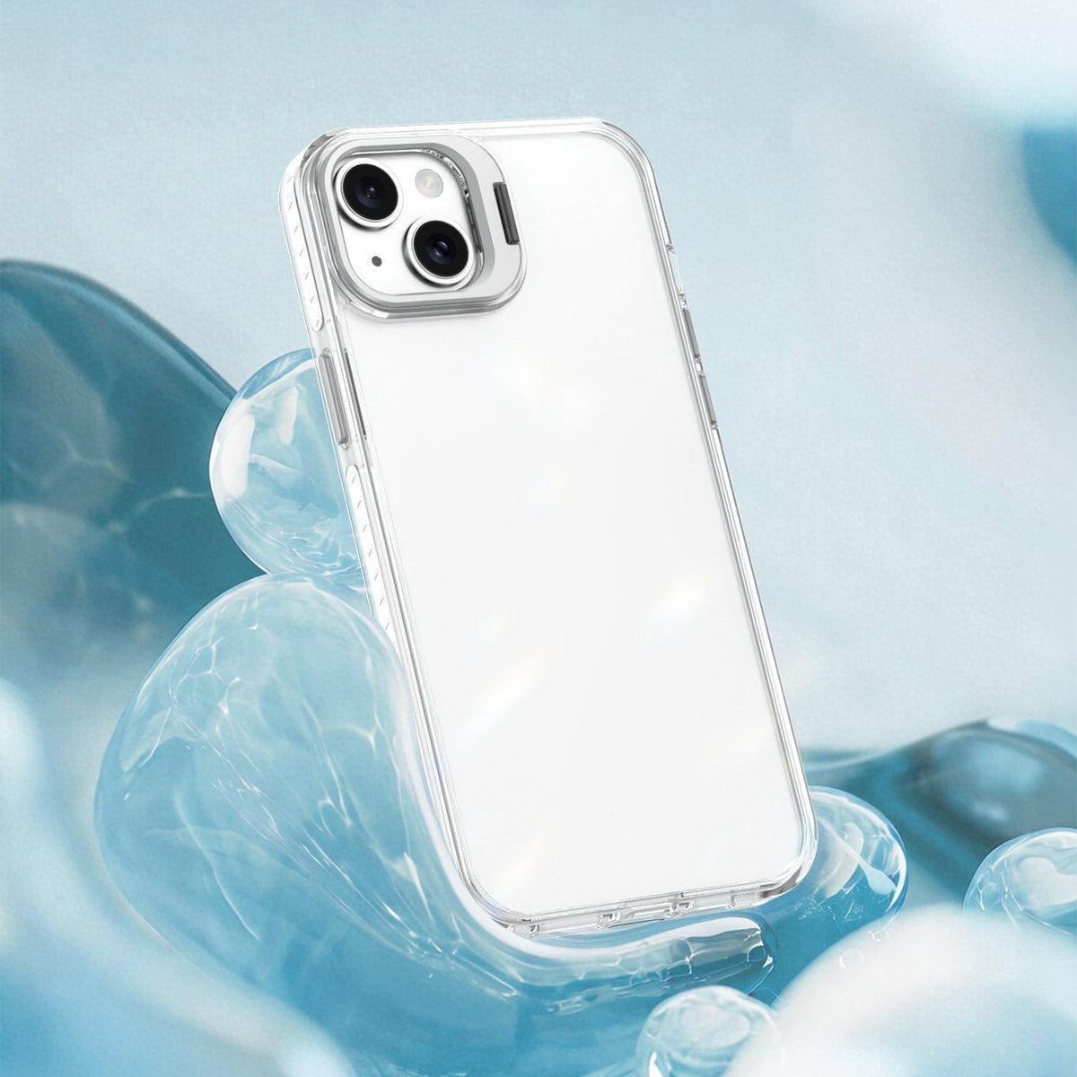 For iPhone 14 Lens Frame Holder Acrylic TPU Phone Case - Transparent - EDA009890916D
