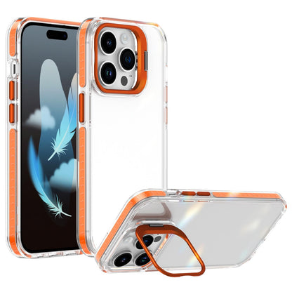 For iPhone 14 Pro Lens Frame Holder Acrylic TPU Phone Case - Clear Orange - EDA009890917A