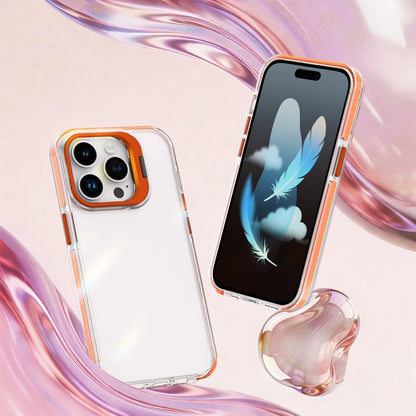 For iPhone 14 Pro Lens Frame Holder Acrylic TPU Phone Case - Clear Orange - EDA009890917A