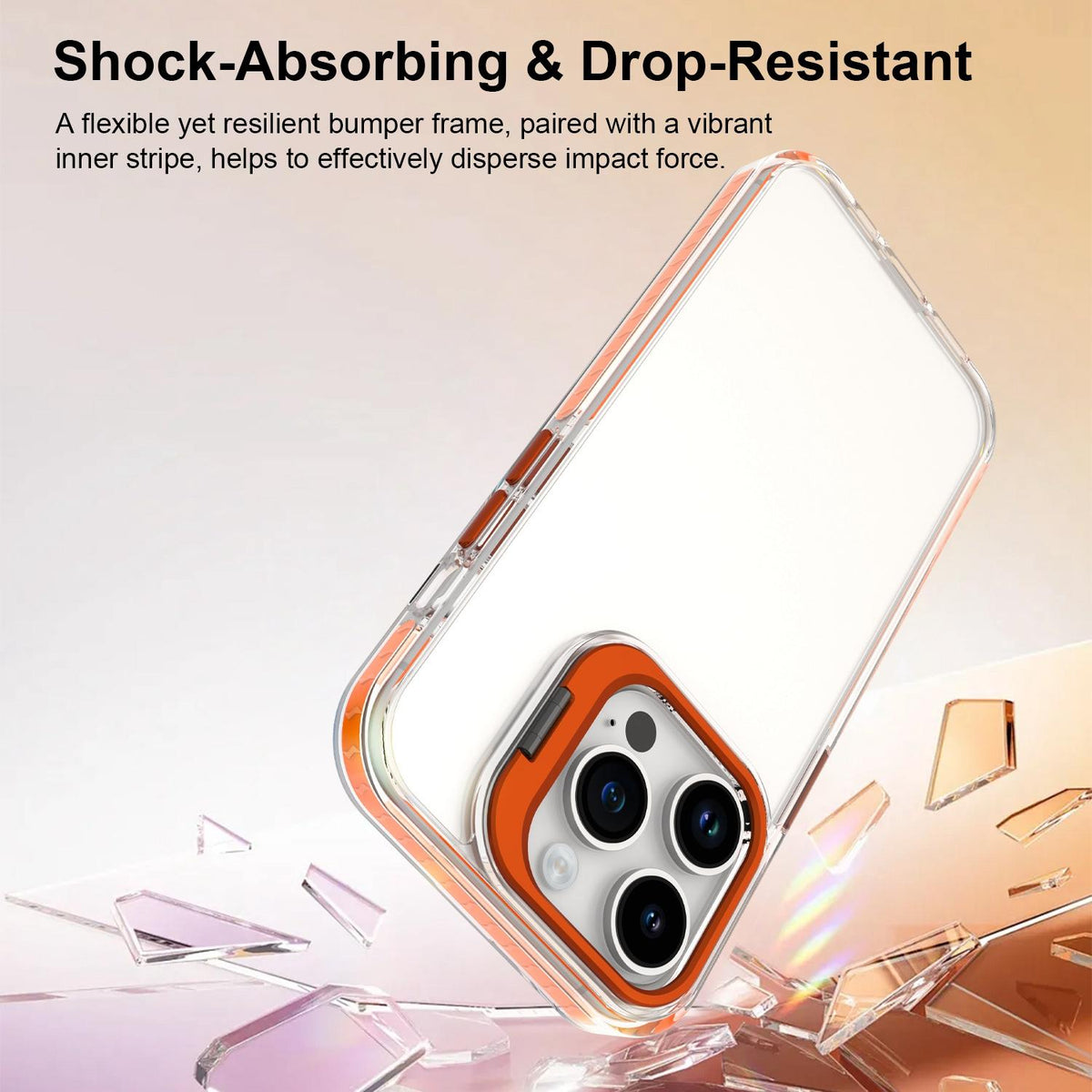 For iPhone 14 Pro Lens Frame Holder Acrylic TPU Phone Case - Clear Orange - EDA009890917A