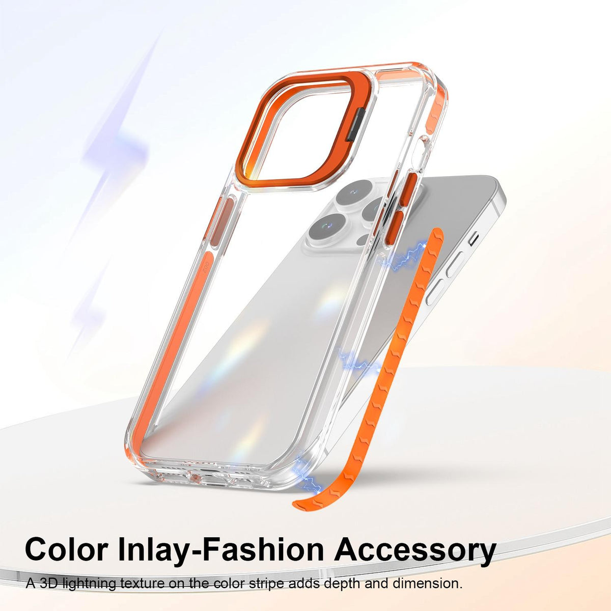 For iPhone 14 Pro Lens Frame Holder Acrylic TPU Phone Case - Clear Orange - EDA009890917A