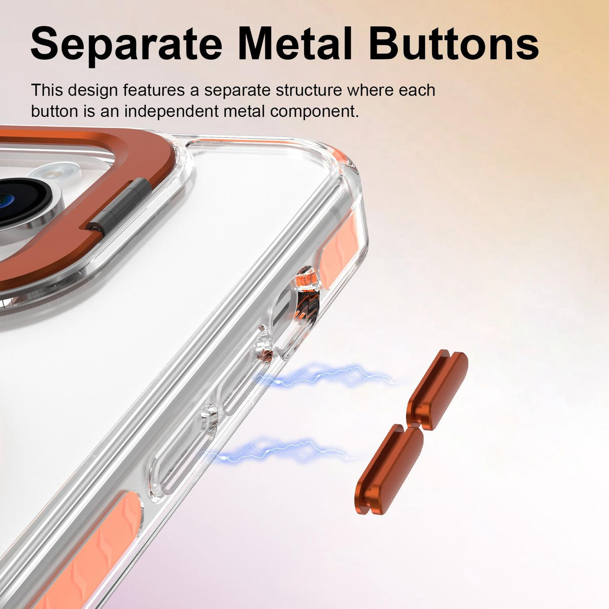For iPhone 14 Pro Lens Frame Holder Acrylic TPU Phone Case - Clear Orange - EDA009890917A