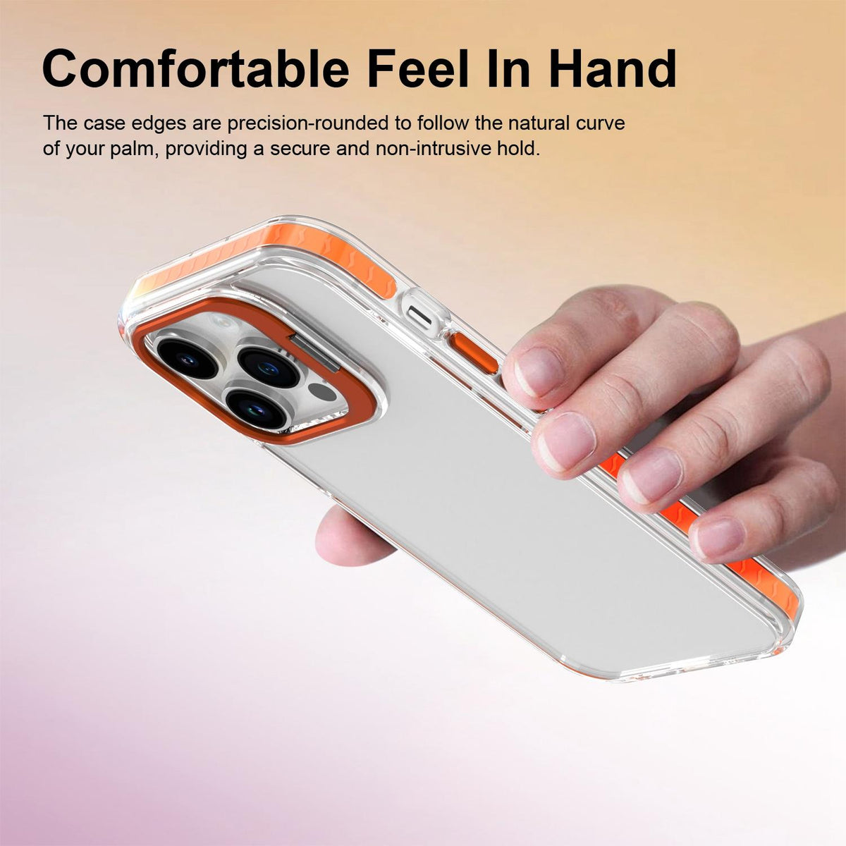 For iPhone 14 Pro Lens Frame Holder Acrylic TPU Phone Case - Clear Orange - EDA009890917A