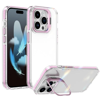 For iPhone 14 Pro Lens Frame Holder Acrylic TPU Phone Case - Clear Pink - EDA009890917B