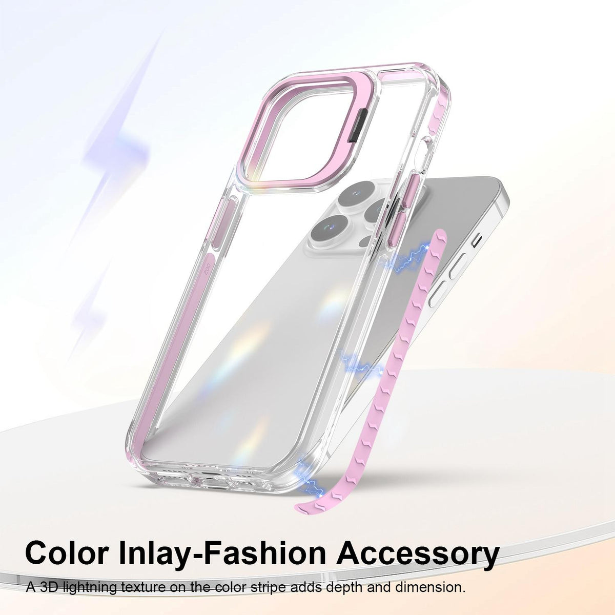 For iPhone 14 Pro Lens Frame Holder Acrylic TPU Phone Case - Clear Pink - EDA009890917B