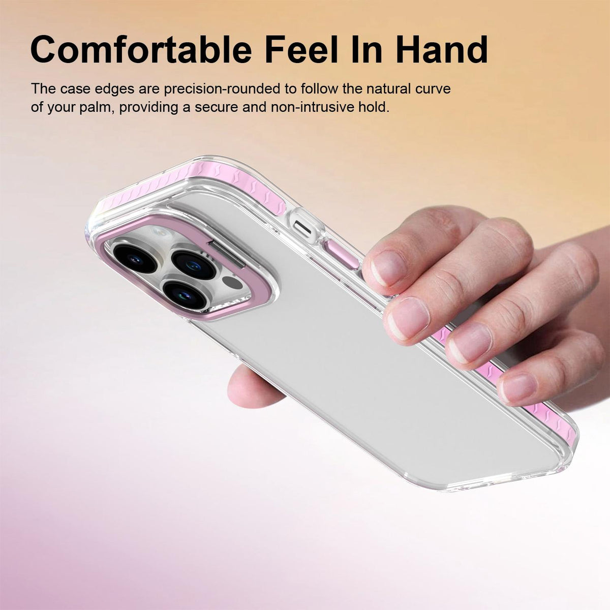 For iPhone 14 Pro Lens Frame Holder Acrylic TPU Phone Case - Clear Pink - EDA009890917B