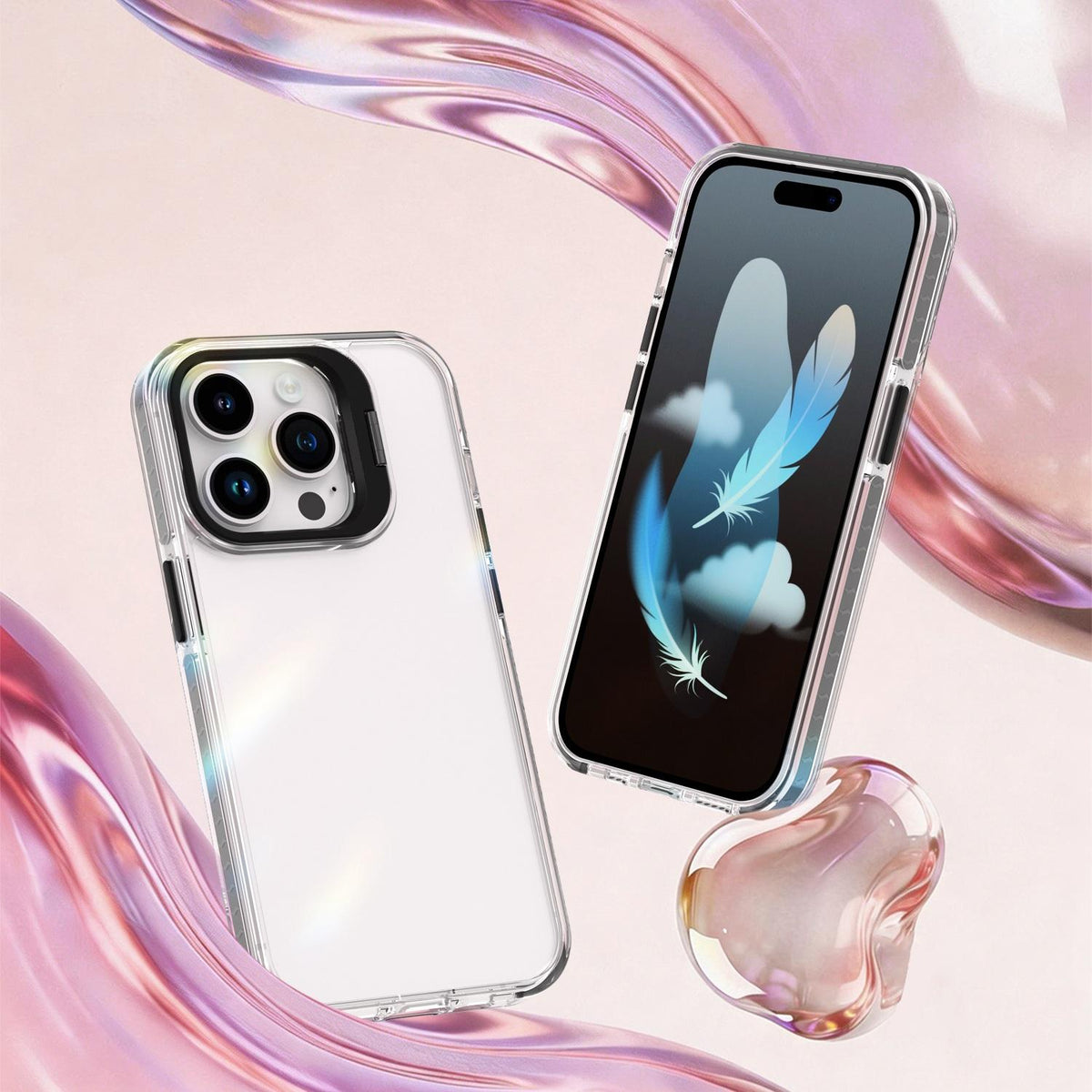 For iPhone 14 Pro Lens Frame Holder Acrylic TPU Phone Case - Clear Black - EDA009890917C