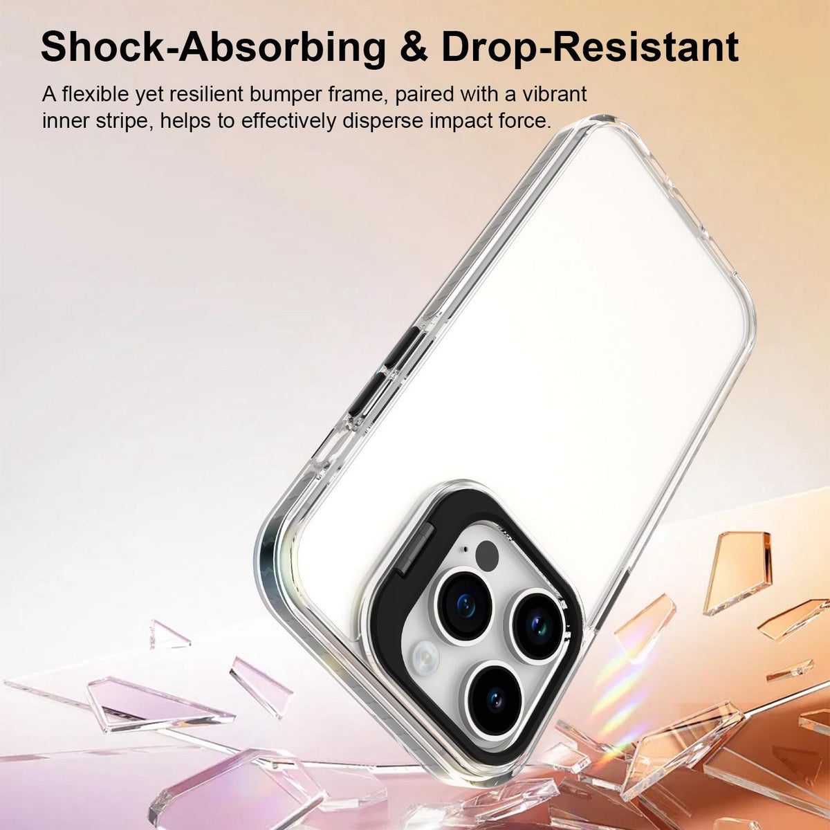 For iPhone 14 Pro Lens Frame Holder Acrylic TPU Phone Case - Clear Black - EDA009890917C