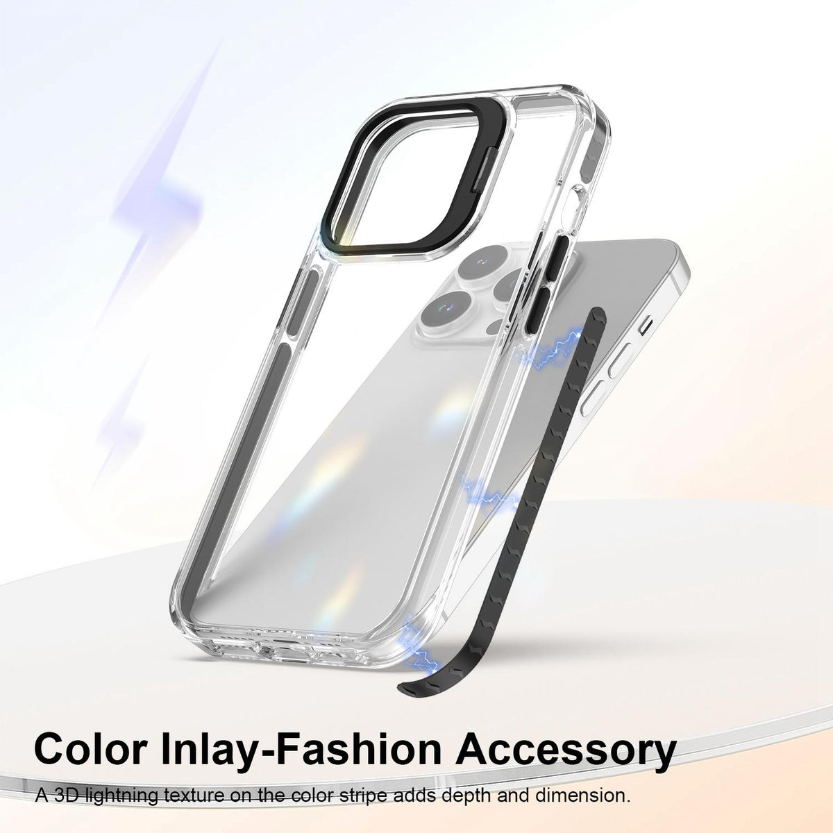 For iPhone 14 Pro Lens Frame Holder Acrylic TPU Phone Case - Clear Black - EDA009890917C