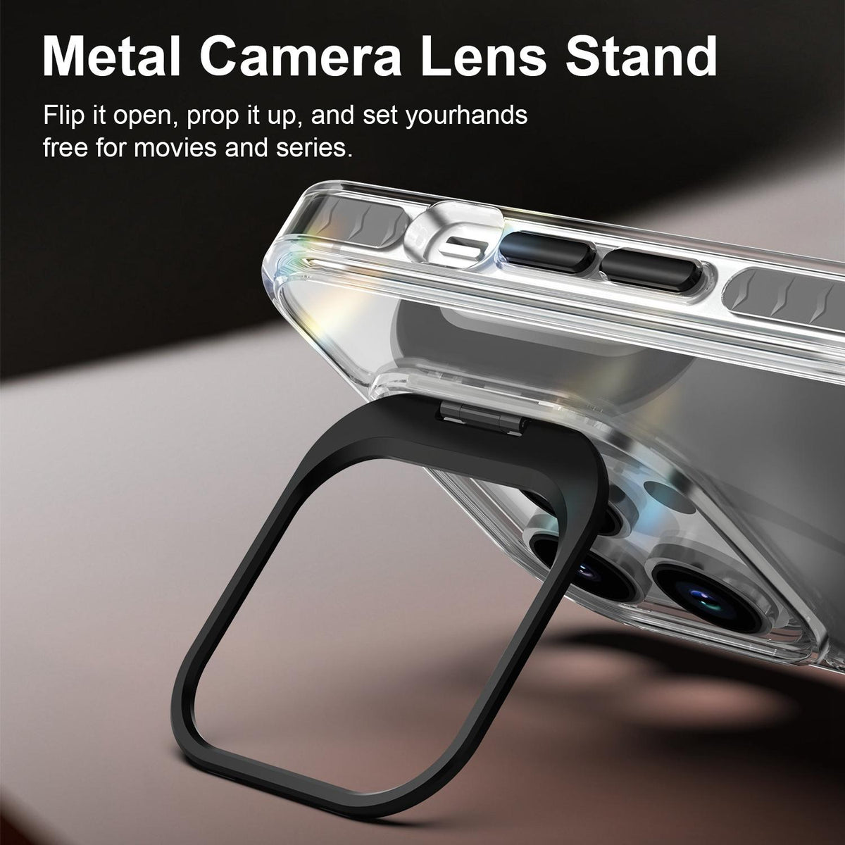 For iPhone 14 Pro Lens Frame Holder Acrylic TPU Phone Case - Clear Black - EDA009890917C