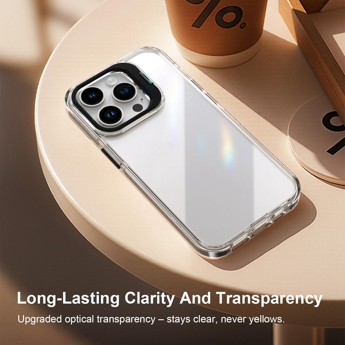 For iPhone 14 Pro Lens Frame Holder Acrylic TPU Phone Case - Clear Black - EDA009890917C