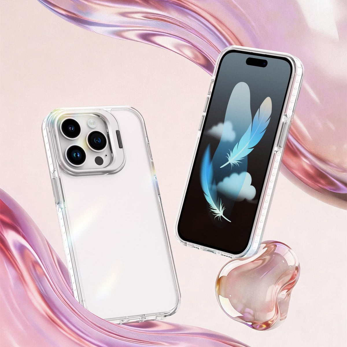 For iPhone 14 Pro Lens Frame Holder Acrylic TPU Phone Case - Transparent - EDA009890917D