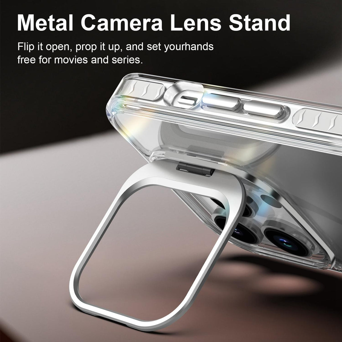 For iPhone 14 Pro Lens Frame Holder Acrylic TPU Phone Case - Transparent - EDA009890917D