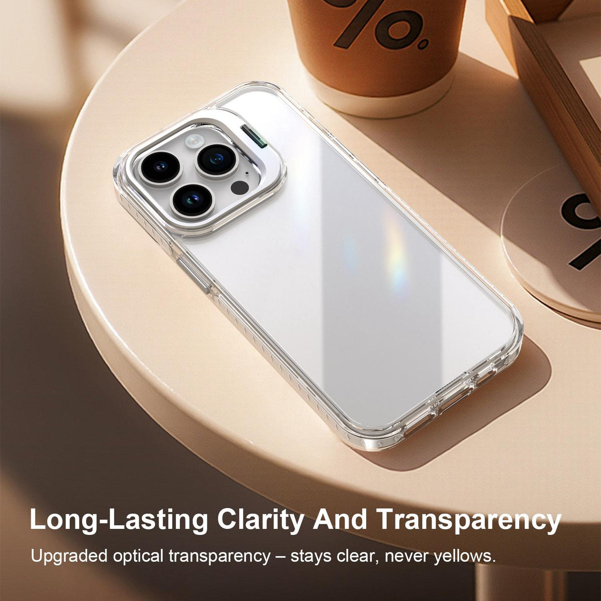 For iPhone 14 Pro Lens Frame Holder Acrylic TPU Phone Case - Transparent - EDA009890917D