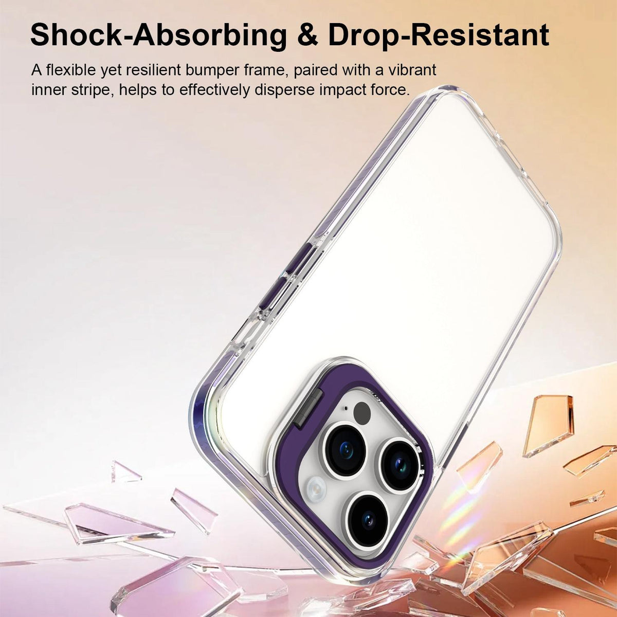 For iPhone 14 Pro Lens Frame Holder Acrylic TPU Phone Case - Clear Purple - EDA009890917E