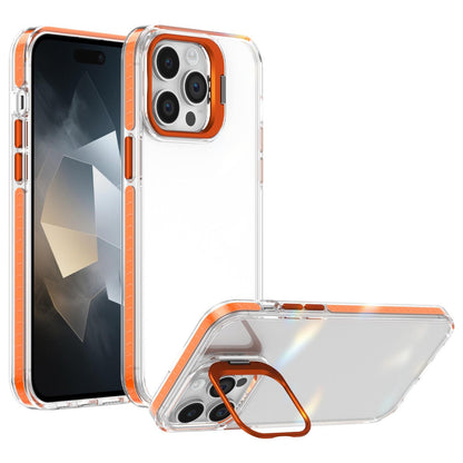For iPhone 14 Pro Max Lens Frame Holder Acrylic TPU Phone Case - Clear Orange - EDA009890918A