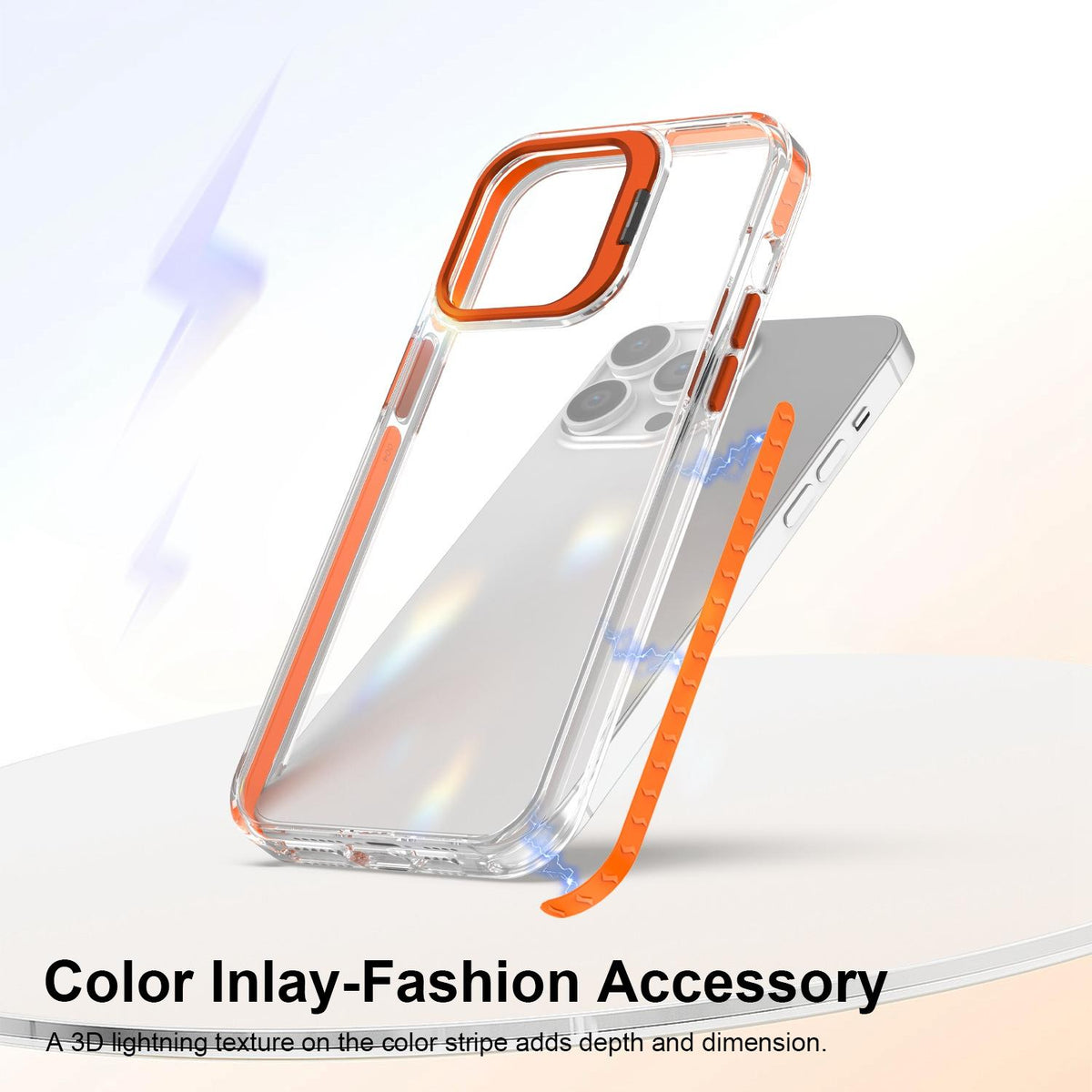 For iPhone 14 Pro Max Lens Frame Holder Acrylic TPU Phone Case - Clear Orange - EDA009890918A