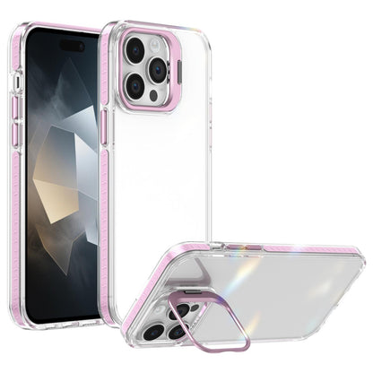 For iPhone 14 Pro Max Lens Frame Holder Acrylic TPU Phone Case - Clear Pink - EDA009890918B