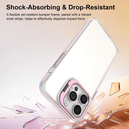 For iPhone 14 Pro Max Lens Frame Holder Acrylic TPU Phone Case - Clear Pink - EDA009890918B