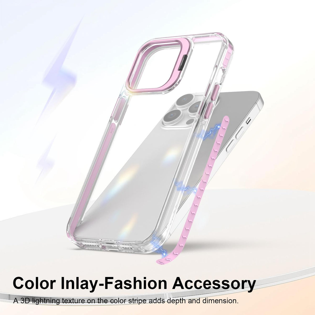 For iPhone 14 Pro Max Lens Frame Holder Acrylic TPU Phone Case - Clear Pink - EDA009890918B