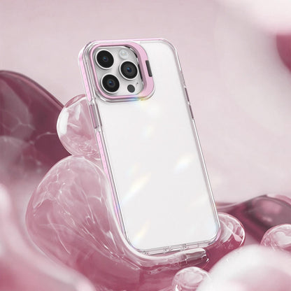 For iPhone 14 Pro Max Lens Frame Holder Acrylic TPU Phone Case - Clear Pink - EDA009890918B