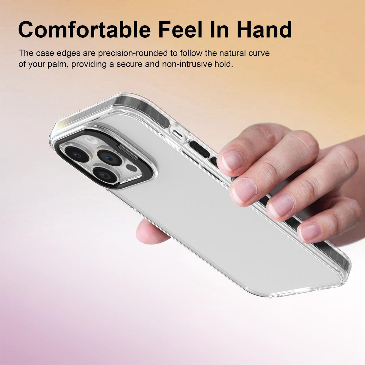 For iPhone 14 Pro Max Lens Frame Holder Acrylic TPU Phone Case - Clear Black - EDA009890918C