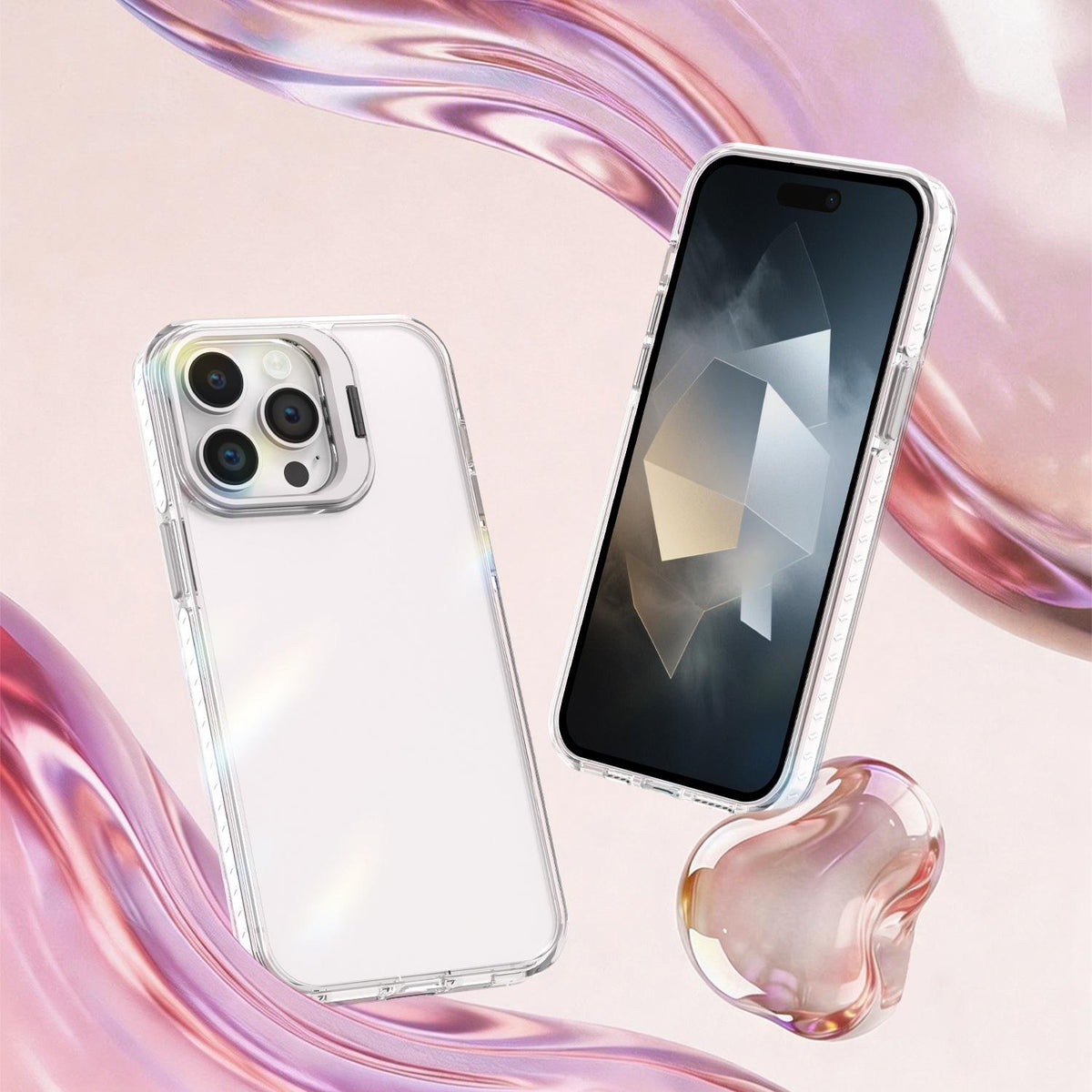 For iPhone 14 Pro Max Lens Frame Holder Acrylic TPU Phone Case - Transparent - EDA009890918D