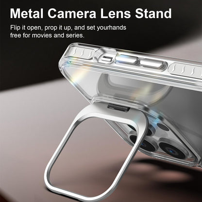 For iPhone 14 Pro Max Lens Frame Holder Acrylic TPU Phone Case - Transparent - EDA009890918D