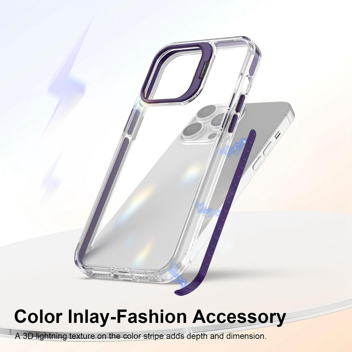 For iPhone 14 Pro Max Lens Frame Holder Acrylic TPU Phone Case - Clear Purple - EDA009890918E
