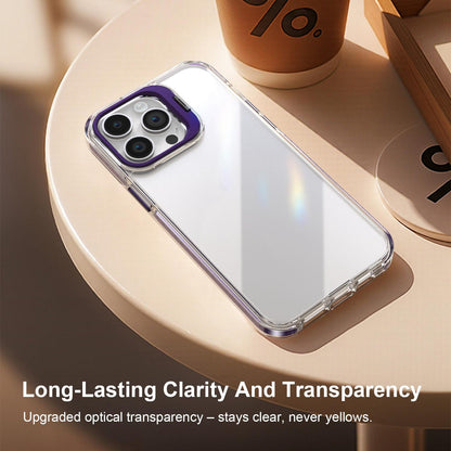 For iPhone 14 Pro Max Lens Frame Holder Acrylic TPU Phone Case - Clear Purple - EDA009890918E