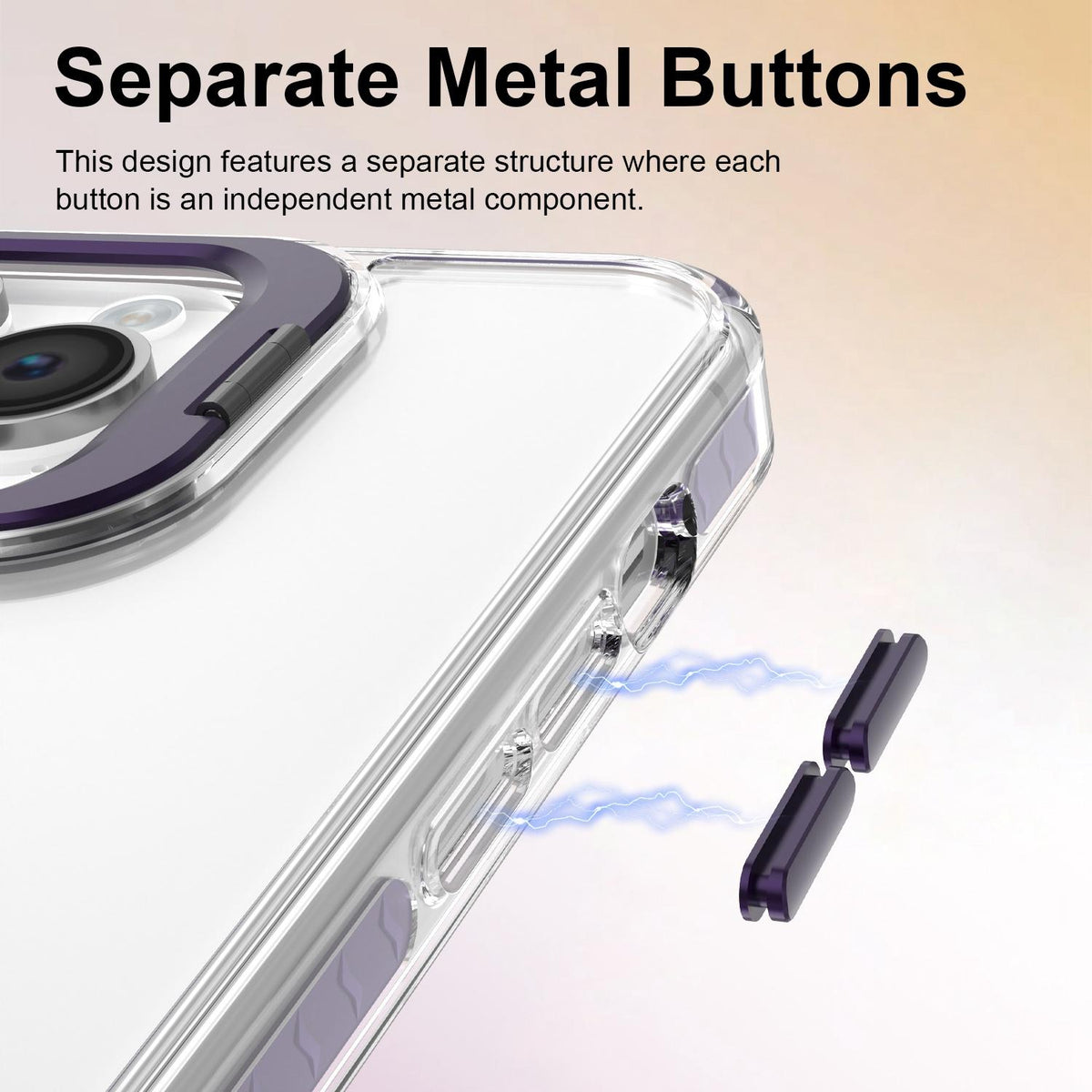 For iPhone 14 Pro Max Lens Frame Holder Acrylic TPU Phone Case - Clear Purple - EDA009890918E