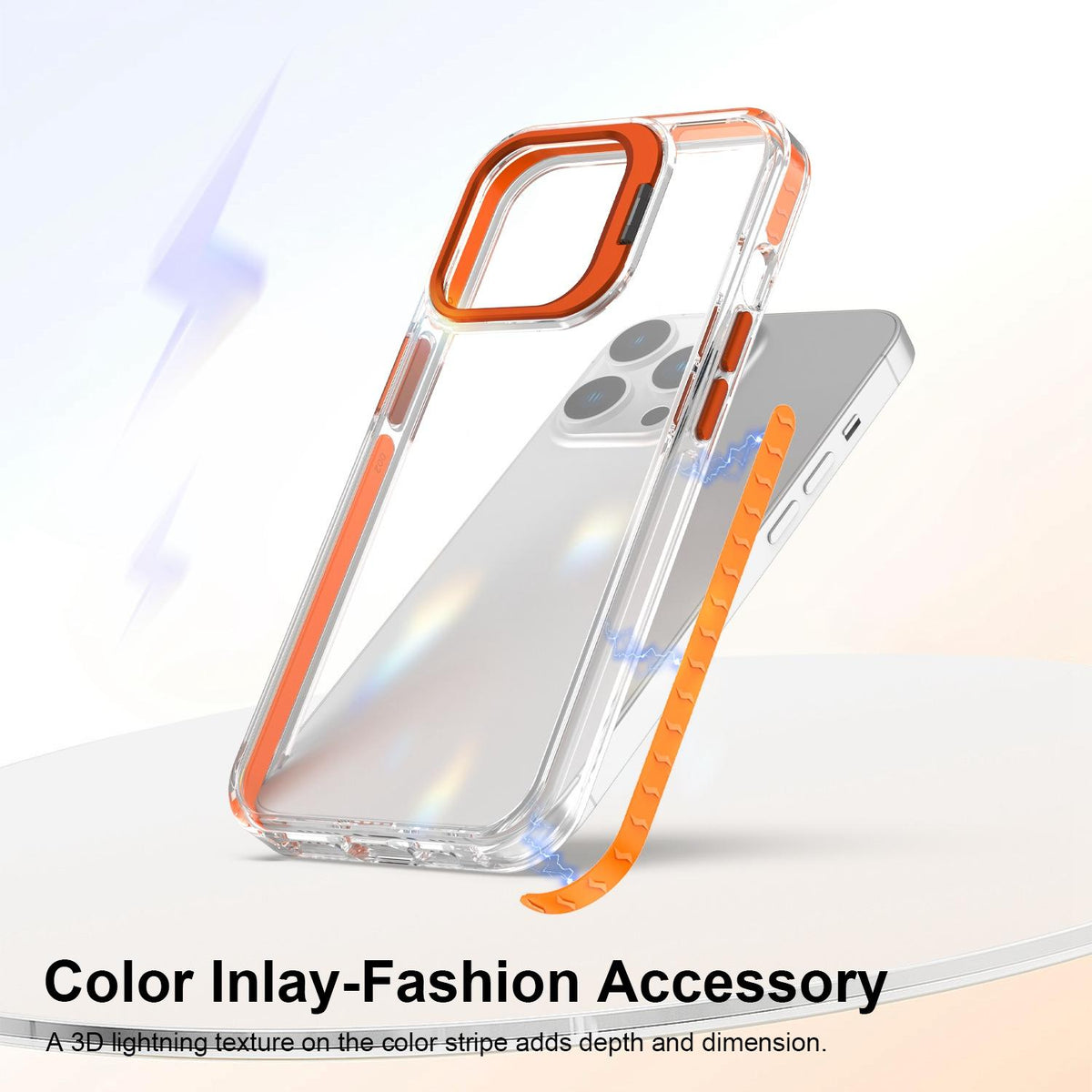 For iPhone 13 Pro Lens Frame Holder Acrylic TPU Phone Case - Clear Orange - EDA009890920A