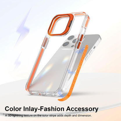 For iPhone 13 Pro Lens Frame Holder Acrylic TPU Phone Case - Clear Orange - EDA009890920A