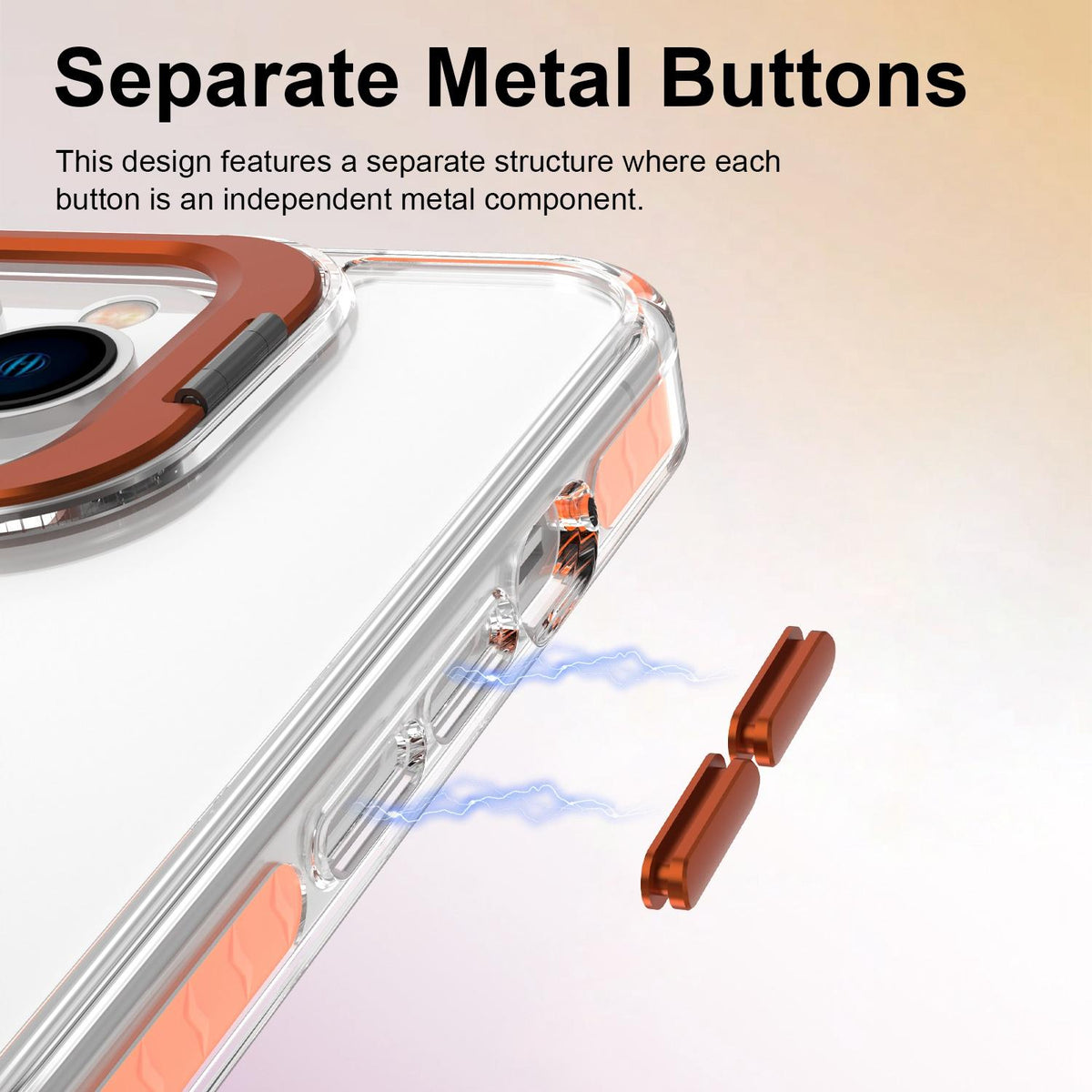 For iPhone 13 Pro Lens Frame Holder Acrylic TPU Phone Case - Clear Orange - EDA009890920A