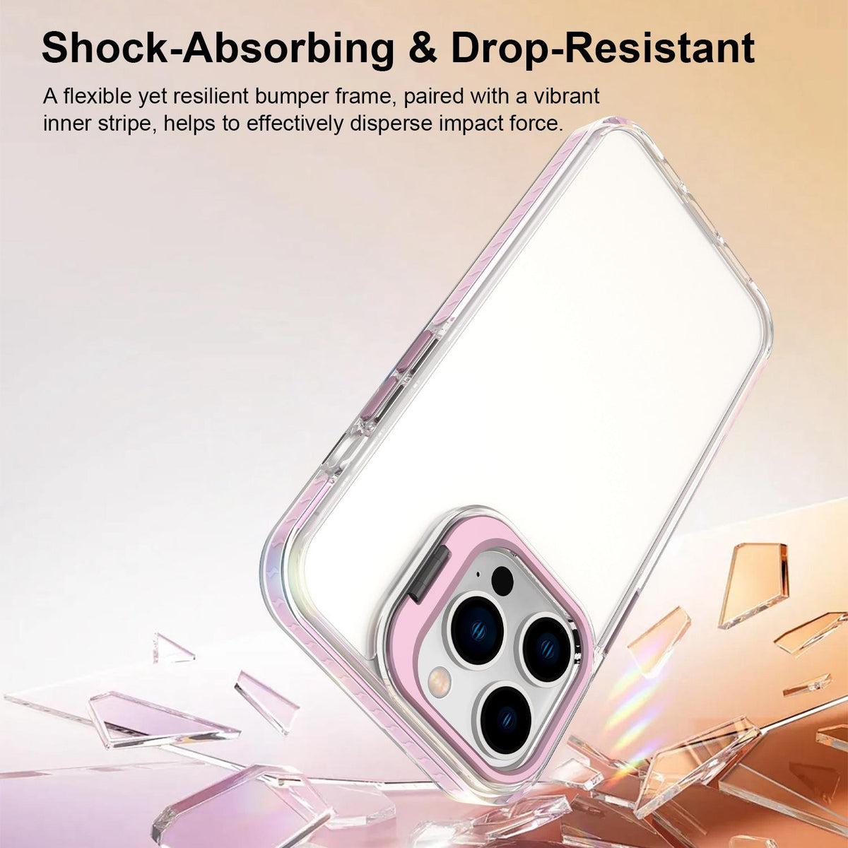 For iPhone 13 Pro Lens Frame Holder Acrylic TPU Phone Case - Clear Pink - EDA009890920B