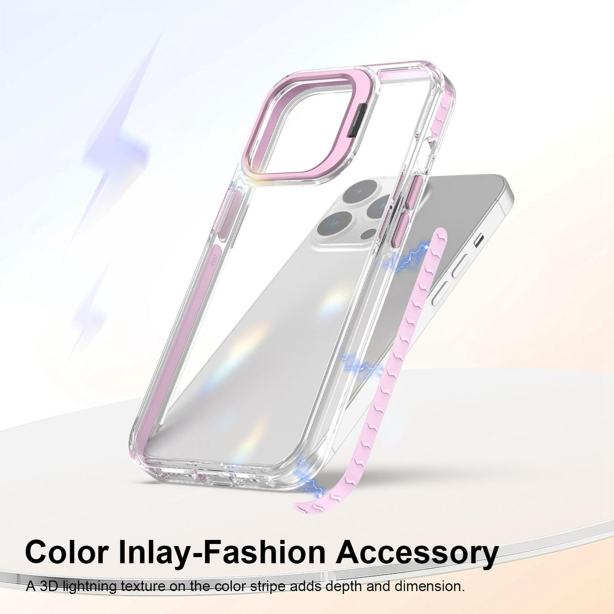 For iPhone 13 Pro Lens Frame Holder Acrylic TPU Phone Case - Clear Pink - EDA009890920B