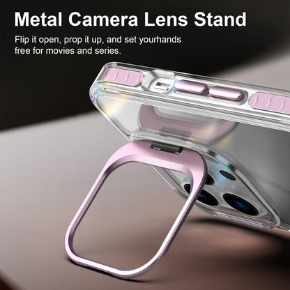 For iPhone 13 Pro Lens Frame Holder Acrylic TPU Phone Case - Clear Pink - EDA009890920B