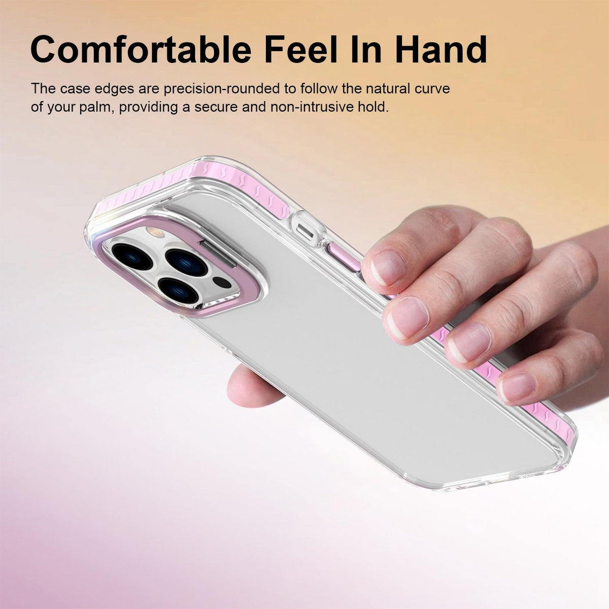 For iPhone 13 Pro Lens Frame Holder Acrylic TPU Phone Case - Clear Pink - EDA009890920B